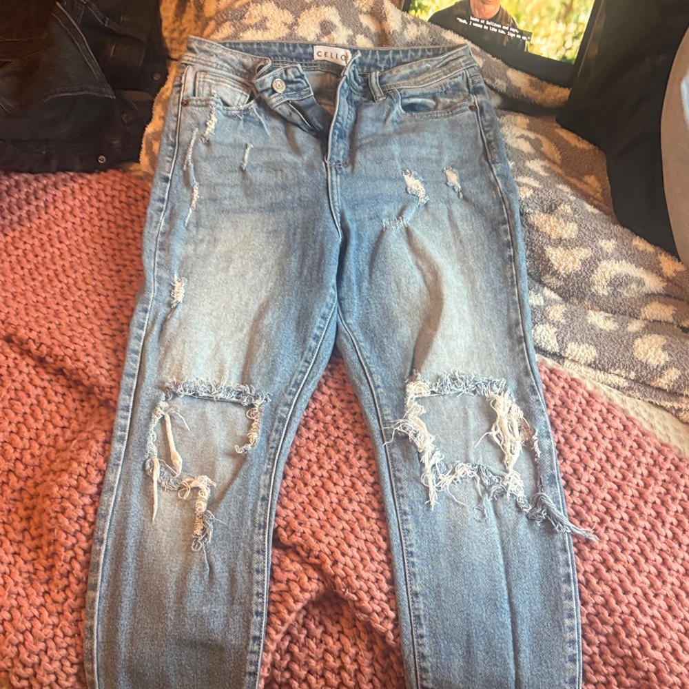 Cello Light Blue Ripped Skinny Jeans